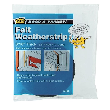 M-D Building Products 3/16in. x 5/8in. x 17' Felt Weatherstrip Tape 03335